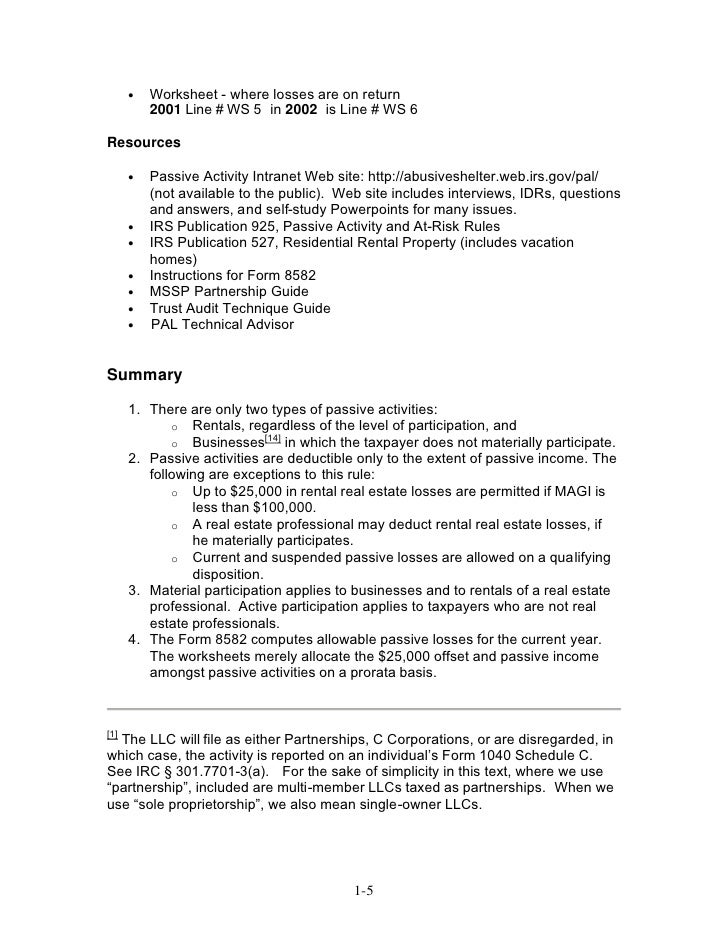 irs passive activity audit guide irs passive activity audit guide