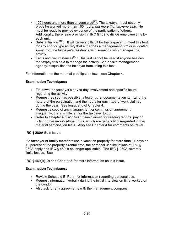 irs passive activity audit guide irs passive activity audit guide