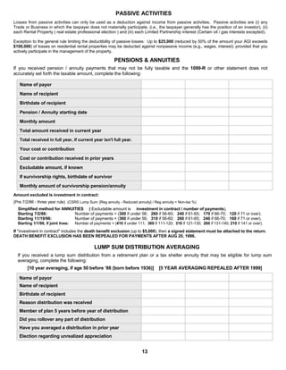 Personal Data 2007 Tax Year