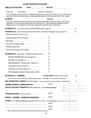 Personal Data 2007 Tax Year