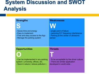 System Discussion and SWOT
Analysis
Strengths
S
- Saves time and energy
- Easy to implement
- Free and easy access to the ...