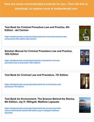 Test Bank for Criminal Procedure Law and Practice, 10th Edition ...