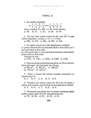 Culegere probleme aritmetica clasele I – IV
 