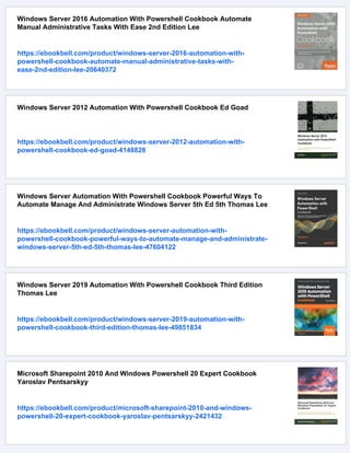 Windows Powershell Cookbook Second Edition Second Edition Lee Holmes | PDF