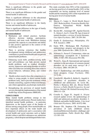 A Study on Level of Mental Health Problems of Adolescent | PDF