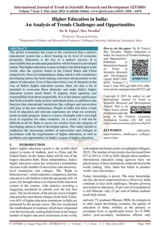 Higher Education in India An Analysis of Trends Challenges and ...