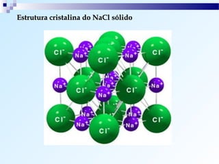 Estrutura cristalina do NaCl sólido
 