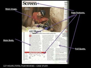 Main Image.
Page Features.

Main Body.

Pull Quote.

127 HOURS (TOTAL FILM REVIEW) – CASE STUDY.

 