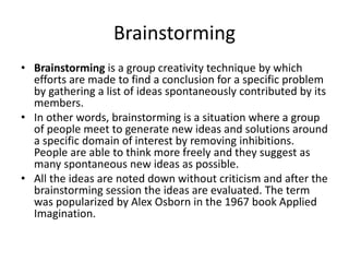 127. Useful of Brainstorming techniques