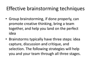 127. Useful of Brainstorming techniques