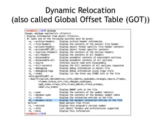 Dynamic Relocation
(also called Global Offset Table (GOT))
 