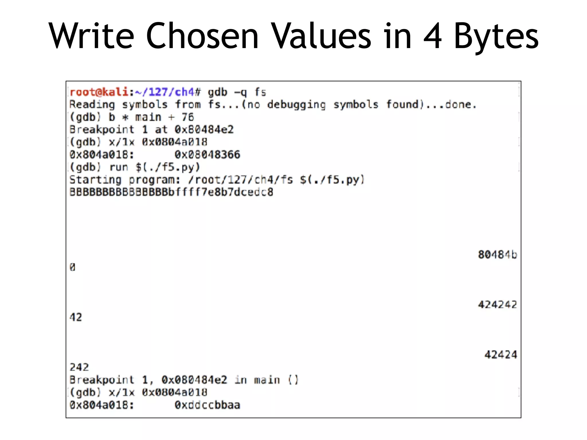 Write Chosen Values in 4 Bytes
 