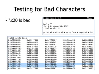 Testing for Bad Characters
• x20 is bad
 
