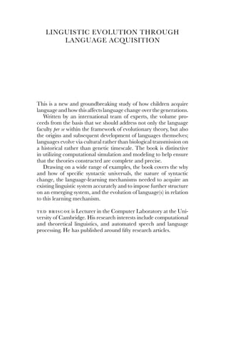 Linguistic Evolution Through Language Acquisition Formal And ...
