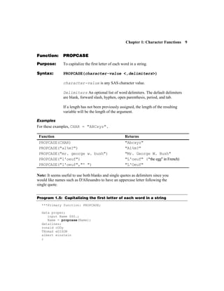 Sas Functions By Example Second Edition 2nd Ron Cody | PDF