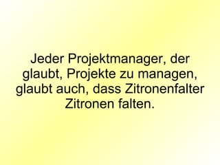 Jeder Projektmanager, der glaubt, Projekte zu managen, glaubt auch, dass Zitronenfalter Zitronen falten. 