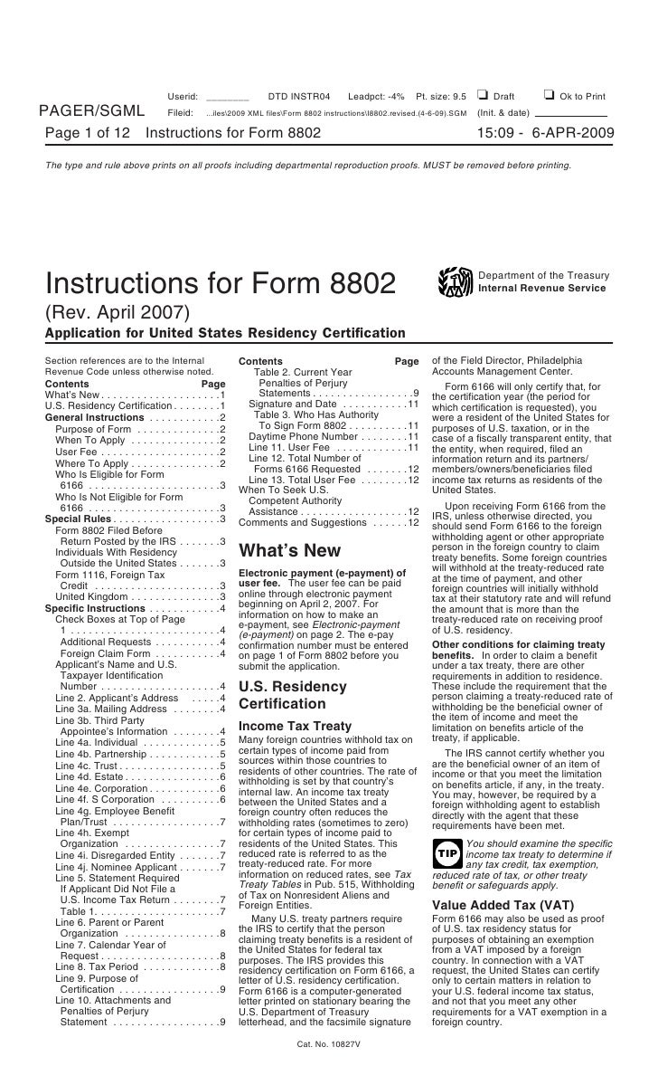 form 8802 application for united states residency certification form 8802 electronic payment