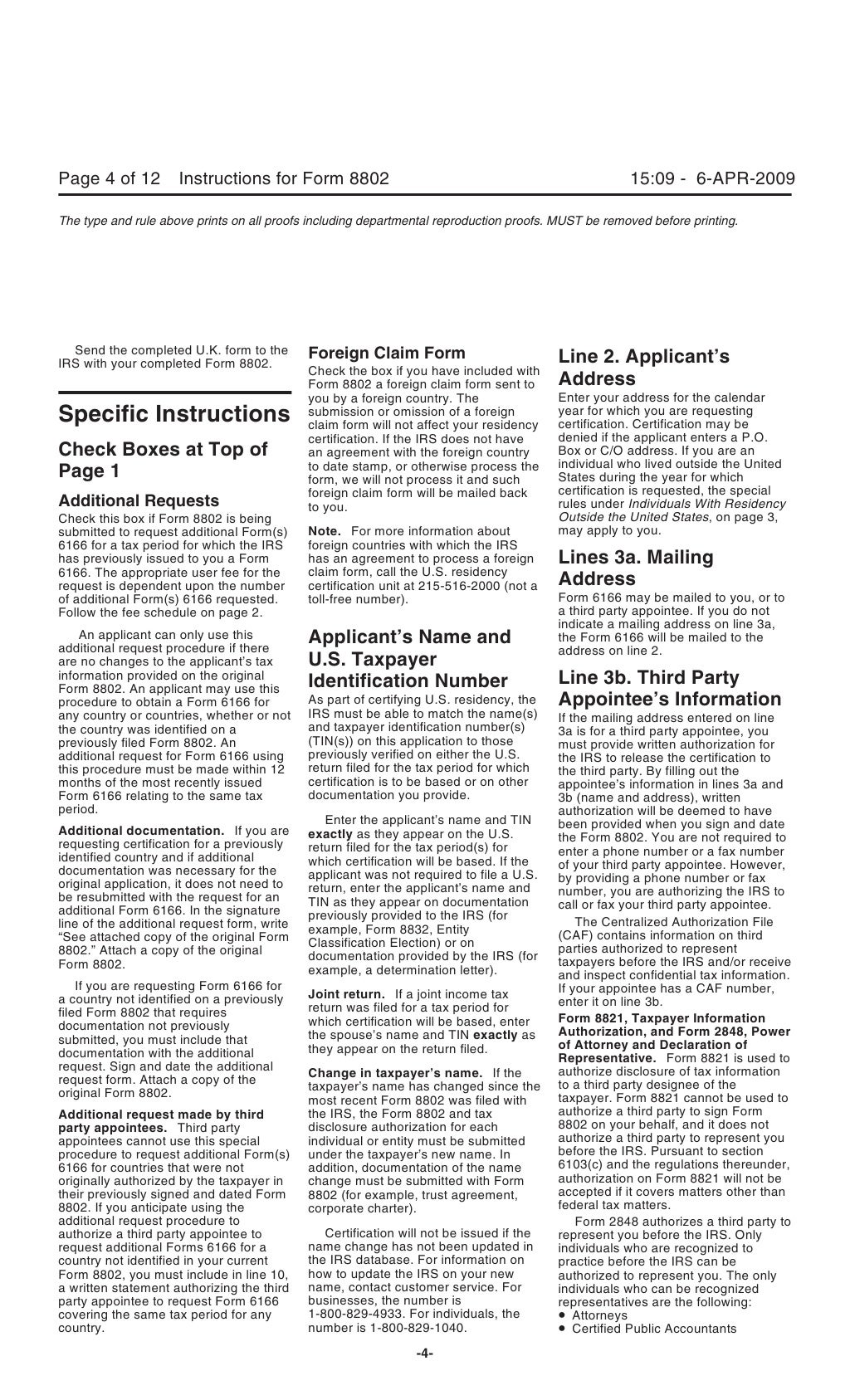 Form 8802 Application For United States Residency Certification