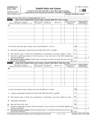 2022 Form 1041 Schedule D Form 1041-Schedule D- Capital Gains And Losses