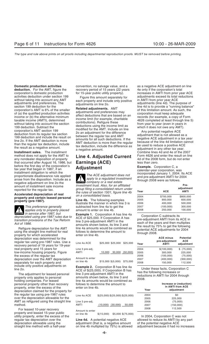 Form 4626Alternative Minimum TaxCorporations