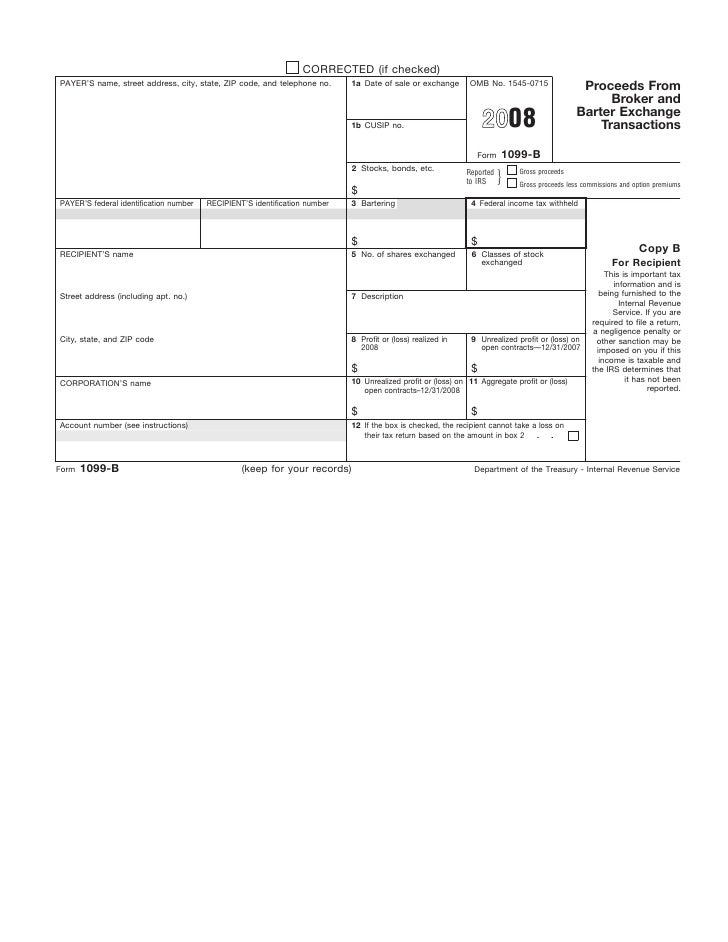 Options trades are not reported on form 1099