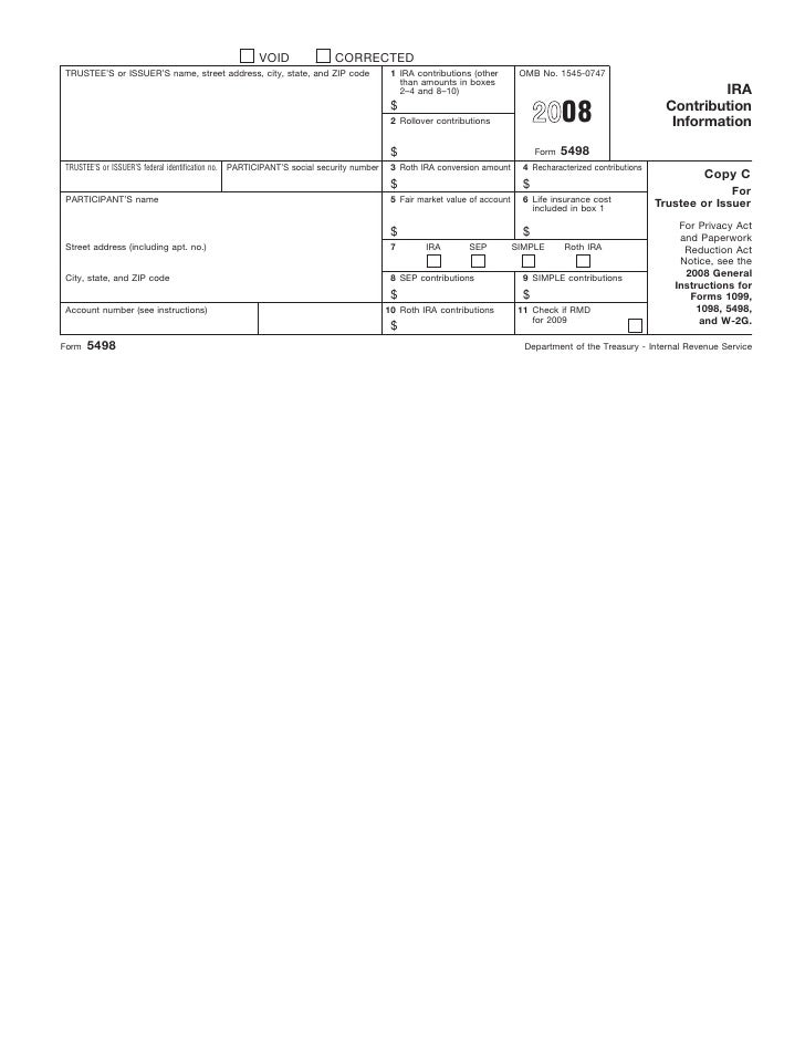 Form 5498IRA Contribution Information