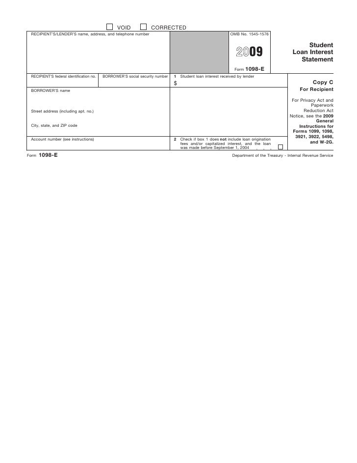 Form 1098-E Student Loan Interest Statement