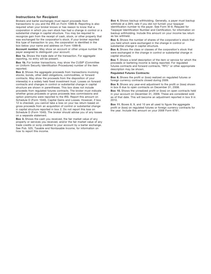 Options trades are not reported on form 1099