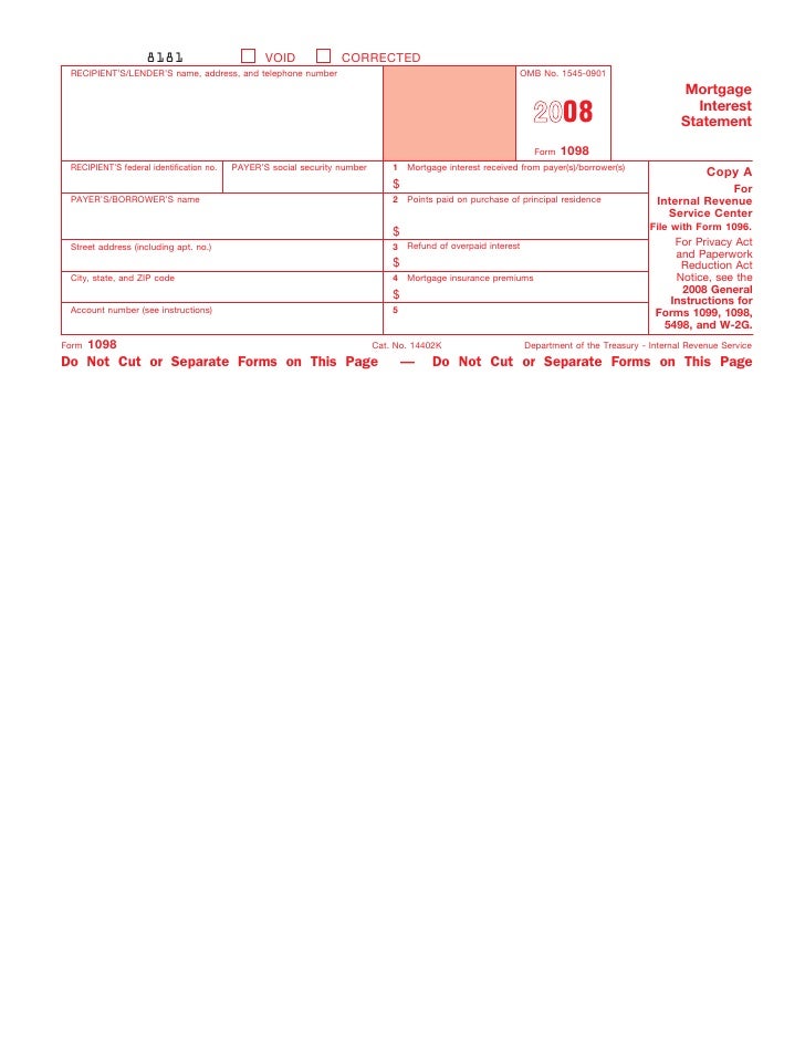 form 1098 mortgage interest statement mortgage form 1098