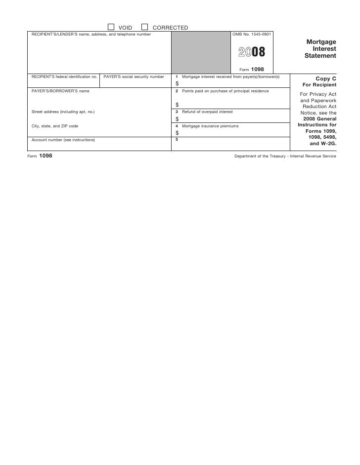 form 1098 mortgage interest statement 1098 mortgage interest form