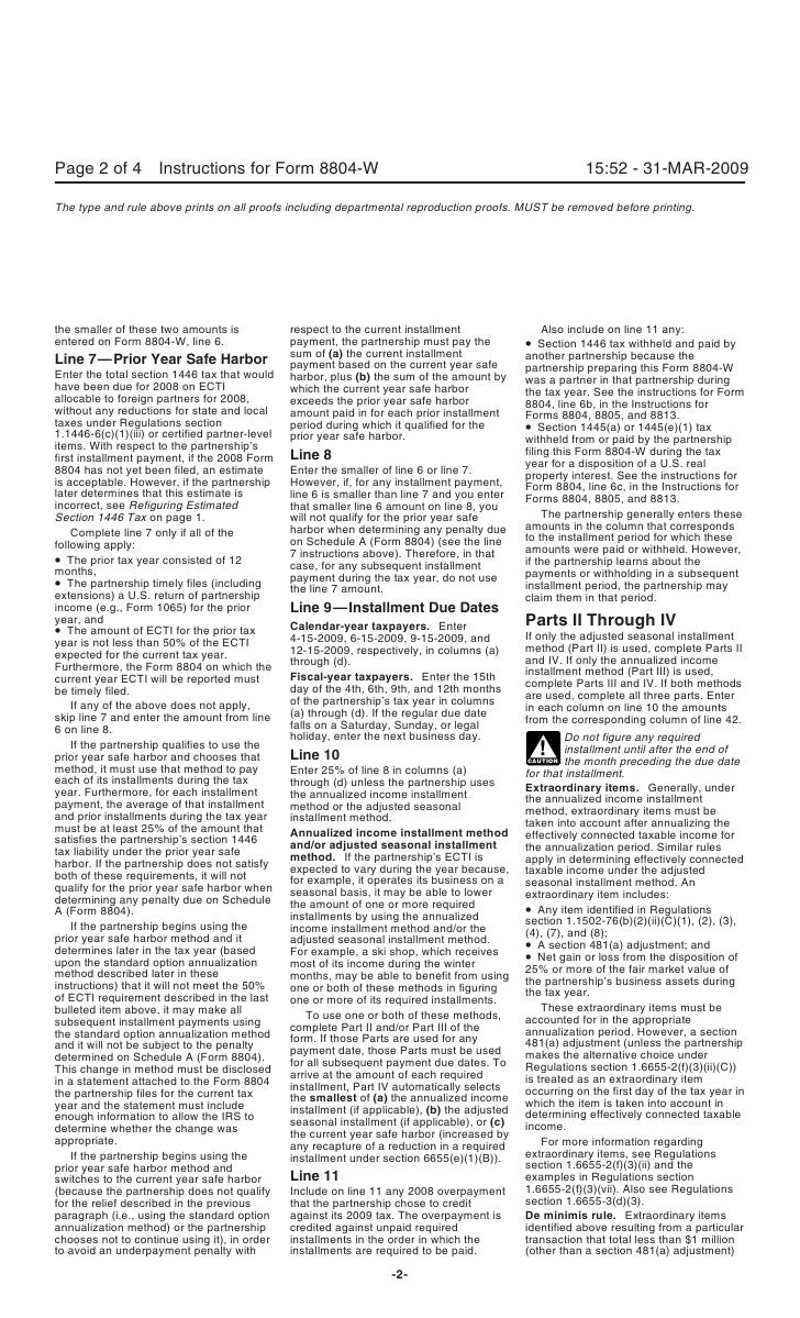 Inst 8804 W Instructions For Form 8804 W