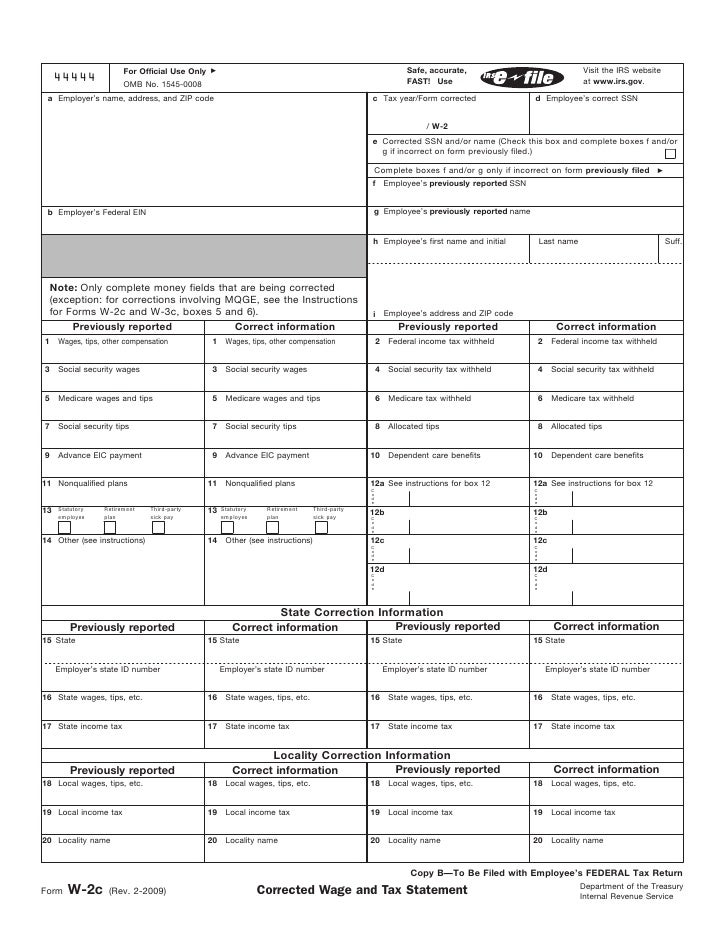 form w 2c corrected wage and tax statement w 2 c form