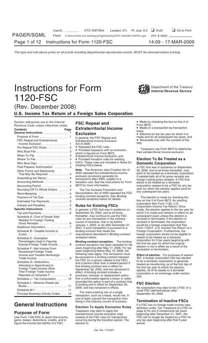 Instructions for Form 1120-FSC, U.S. Income Tax Return of a Foreign S…