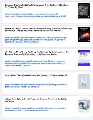 Computer Graphics And Multimedia Applications Problems And Solutions ...