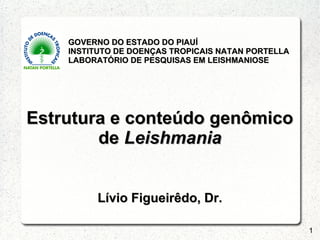 GOVERNO DO ESTADO DO PIAUÍ
    INSTITUTO DE DOENÇAS TROPICAIS NATAN PORTELLA
    LABORATÓRIO DE PESQUISAS EM LEISHMANIOSE




Estrutura e conteúdo genômico
        de Leishmania


         Lívio Figueirêdo, Dr.

                                                    1
 