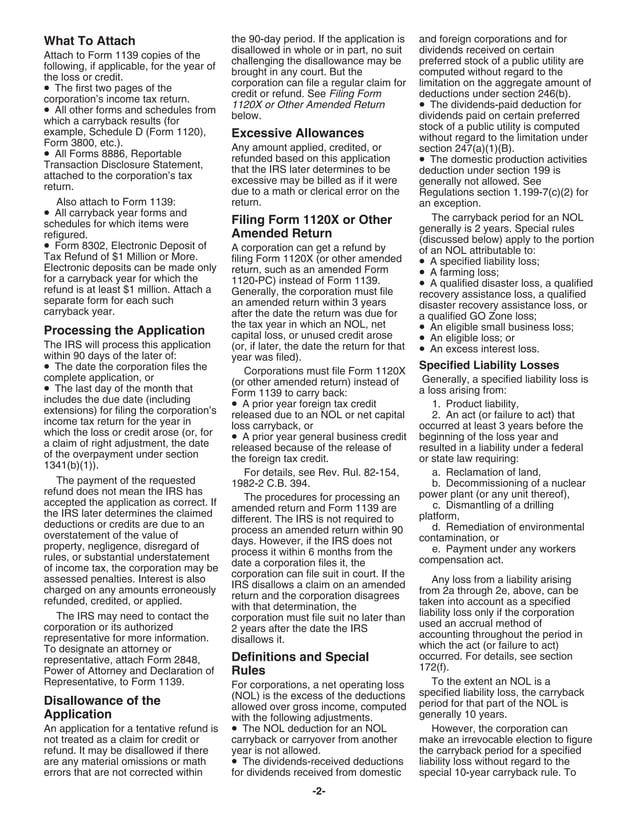Instructions For Form 1139 Corporation Application For Tentative Refund instructions-for-form-1139-corporation-application-for-tentative-refund