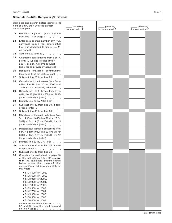 Form 1045 Application For Tentative Refund Form 1045 Application For Tentative Refund