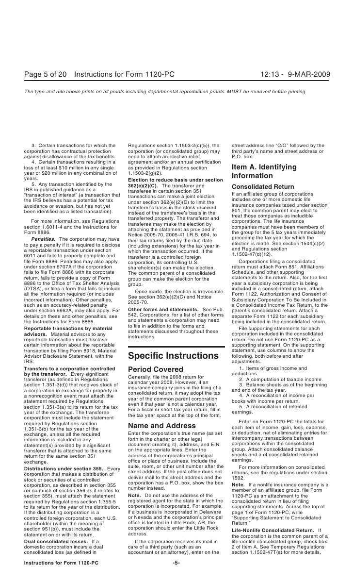 Worksheets Eftps Business Phone Worksheet instructions for form 1120 pc u s property and casualty insurance 5 3
