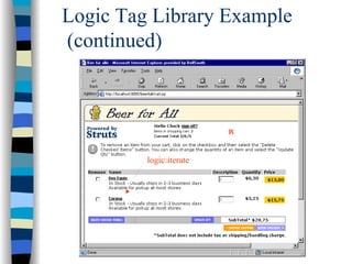 Logic Tag Library Example
(continued)




         logic:iterate
 