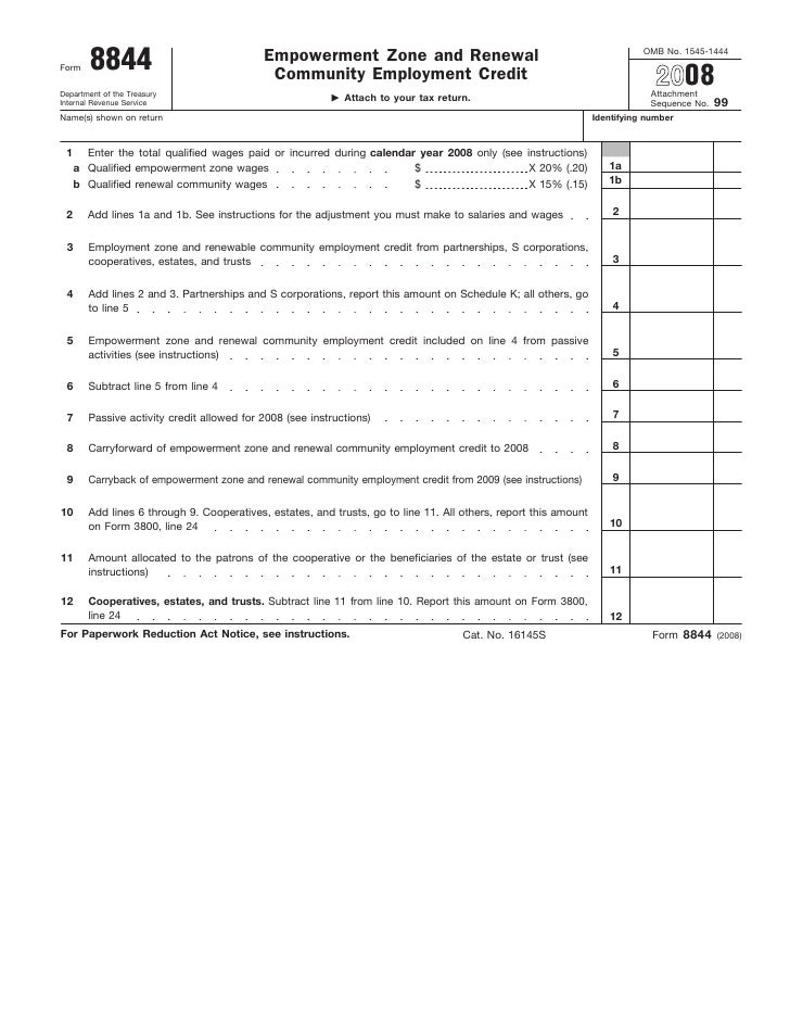 form 8844 empowerment zone and renewal community employment credit form 8844