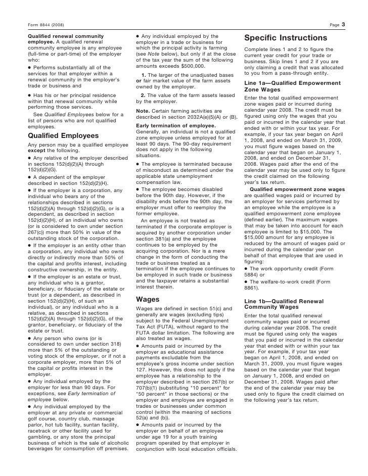 form 8844 empowerment zone and renewal community employment credit form 8844