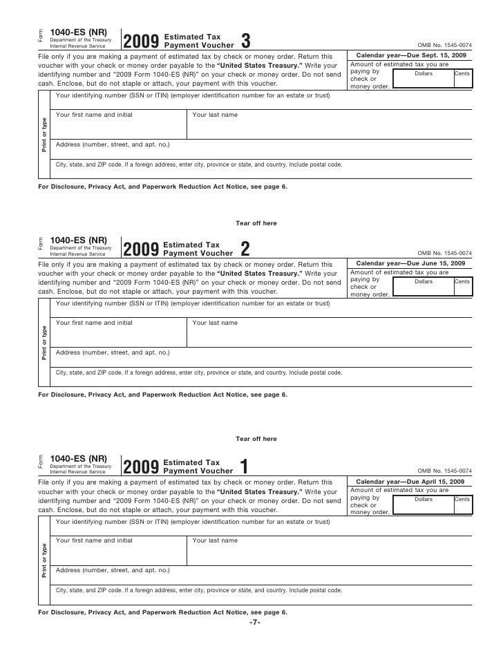 Estimated tax payment coupon irs