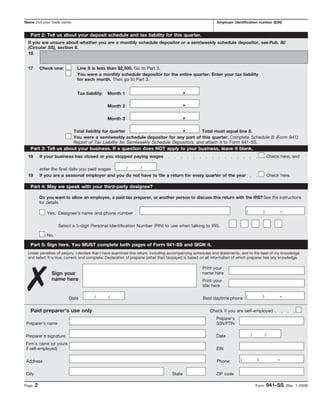 Form 941-SS Employer's Quarterly Federal Tax Return - American Samoa ...