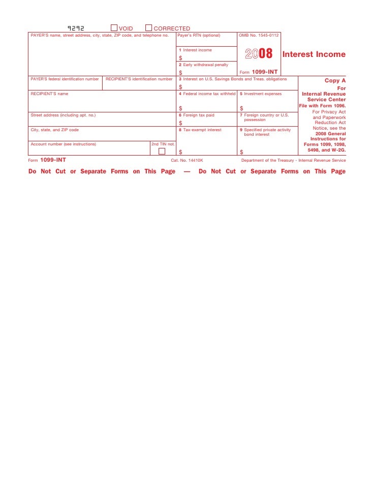 Form 1099-INT Interest Income (Info Copy Only)