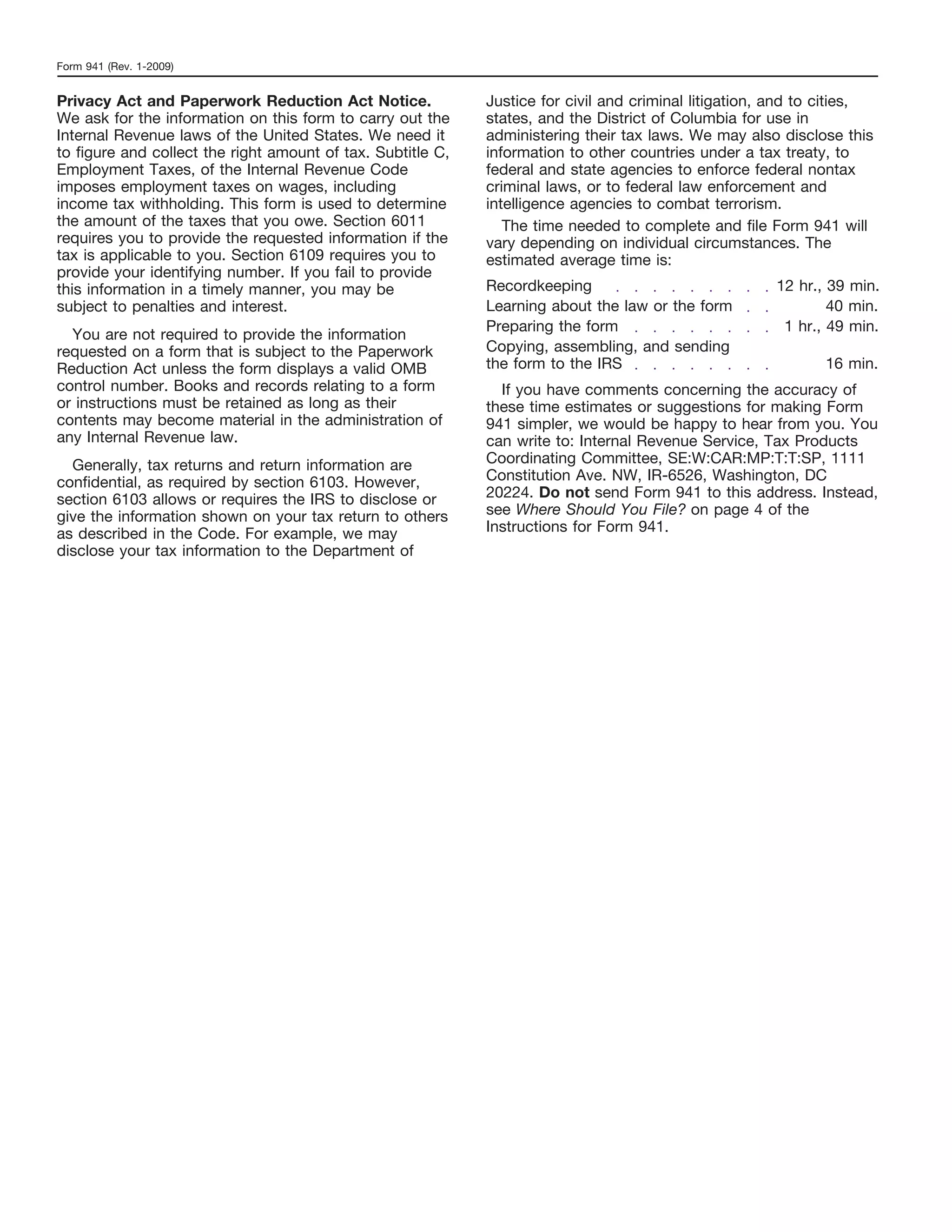 Form 941  Employer's Quarterly Federal Tax Return  