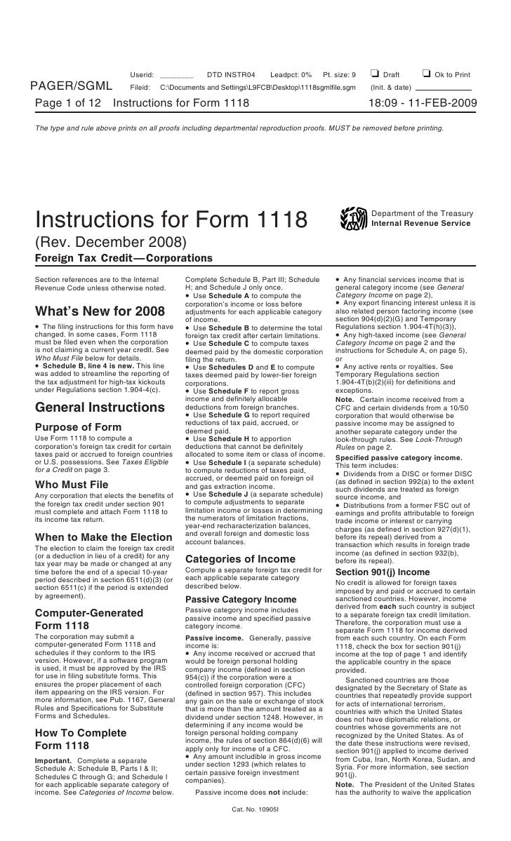 Inst 1118 Instructions For Form 1118 Foreign Tax Credit Corporatio inst-1118-instructions-for-form-1118-foreign-tax-credit-corporatio