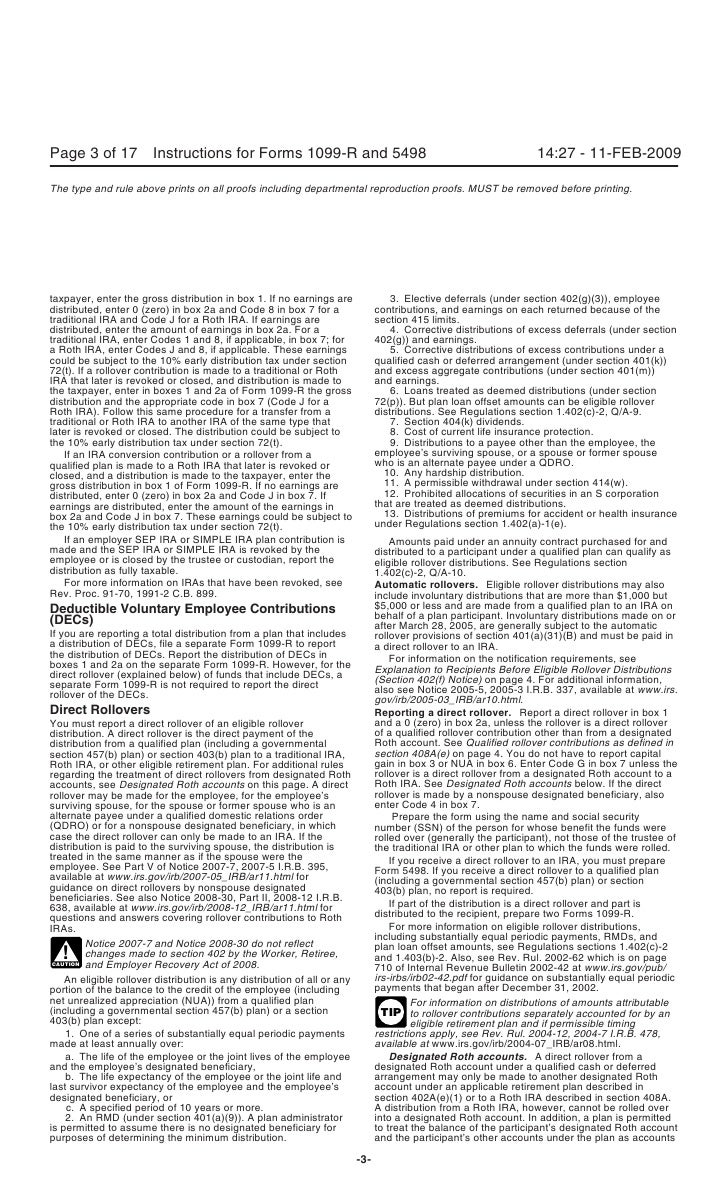 Inst 1099R and 5498Instructions for Forms 1099R and 5498, Distribu…