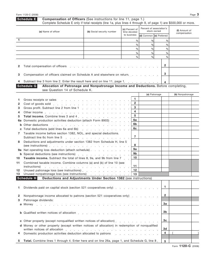 form 1120 c u s income tax return for cooperative associations form 1120c