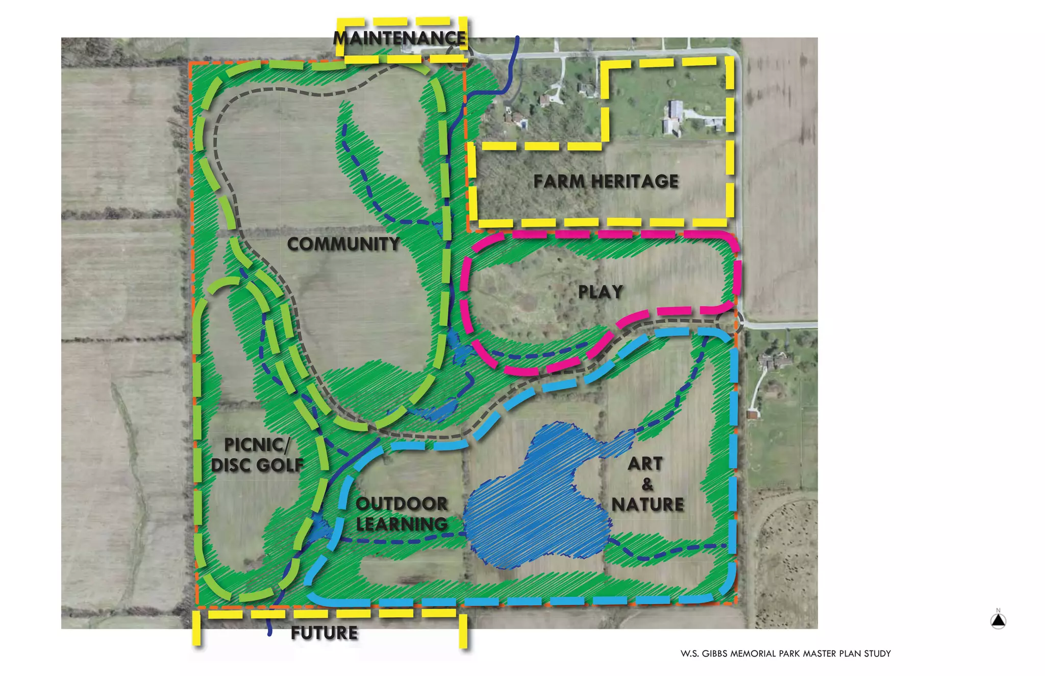 MAINTENANCE




                          FARM HERITAGE


       COMMUNITY

                             PLAY




 PICNIC/
DISC GOLF                        ART
                                  &
             OUTDOOR            NATURE
             LEARNING




       FUTURE
                                          W.S. GIBBS MEMORIAL PARK MASTER PLAN STUDY
 