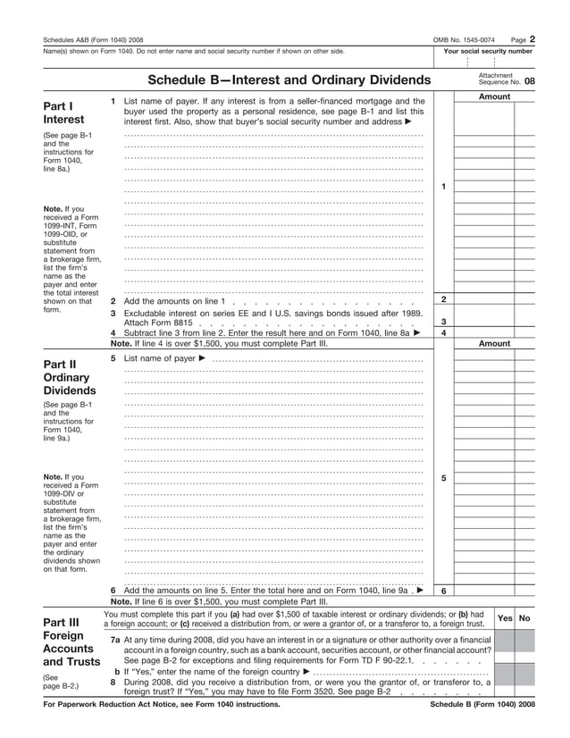 Form 1040, Schedules A & BItemized Deductions & Interest and Dividend PDF